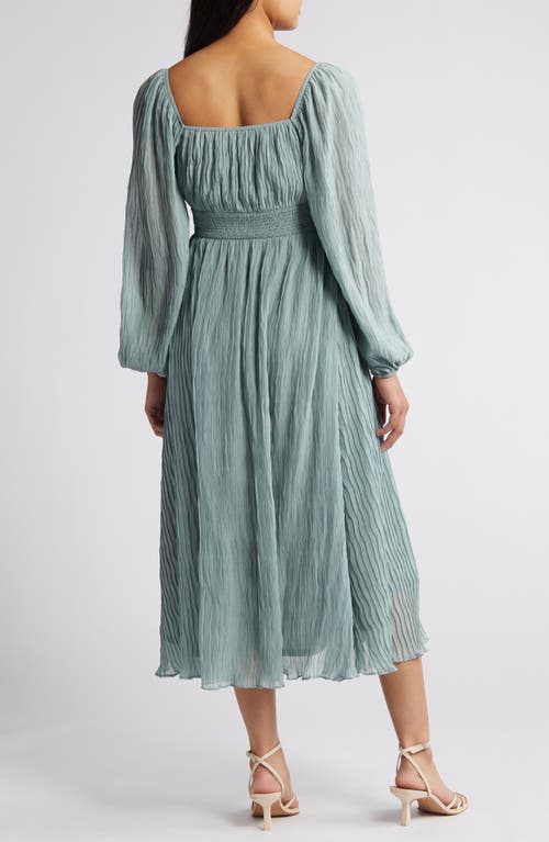 Zoe And Claire Square Neck Long Sleeve Midi Dress In Sage