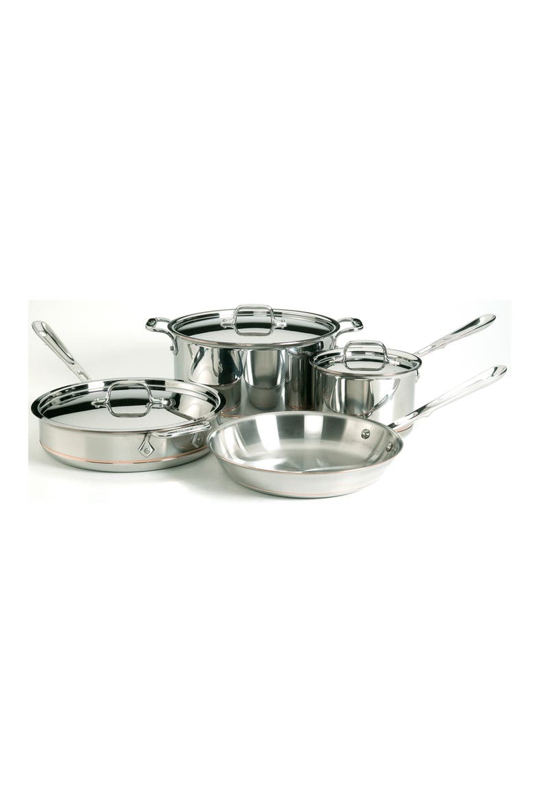 Copper Core 7-Piece Cookware Set, Main, color, STAINLESS STEEL