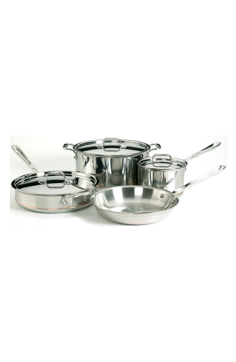 All-Clad Copper Core 7-Piece Cookware Set, Main, color, Stainless Steel