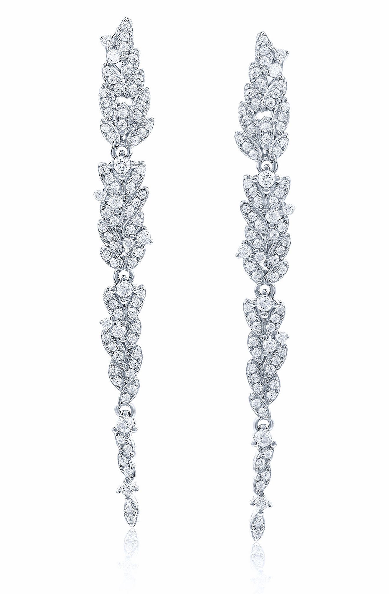 SUZY LEVIAN Cubic Zirconia Leaf Drop Earrings