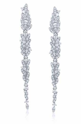 SUZY LEVIAN Cubic Zirconia Leaf Drop Earrings
