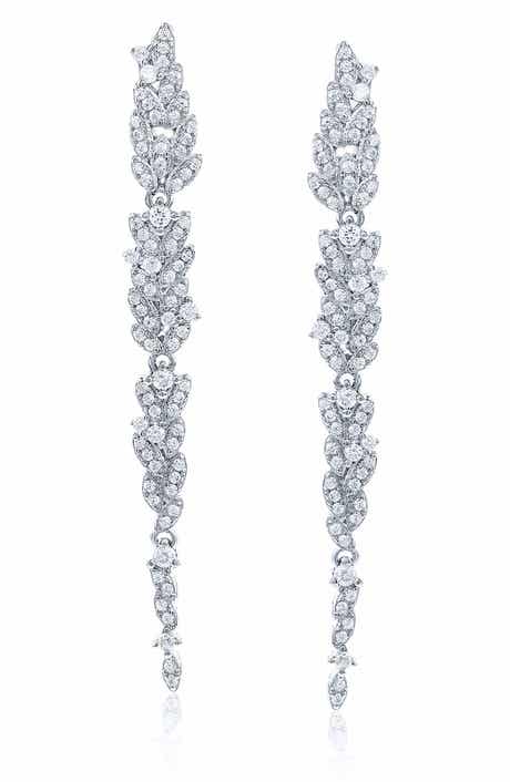 SUZY LEVIAN Cubic Zirconia Leaf Drop Earrings