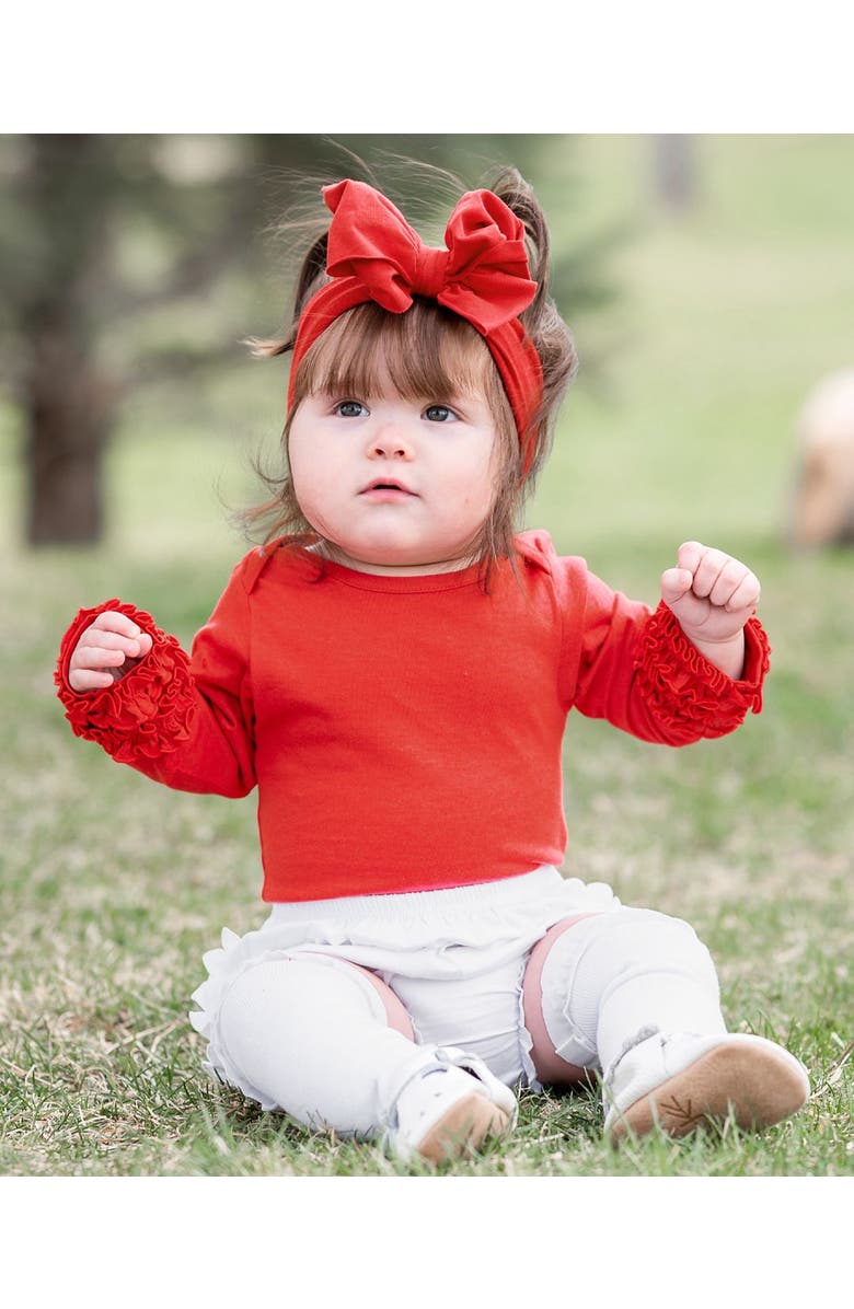 RuffleButts Baby/Toddler Knit RuffleButt Bloomer, Alternate, color, White