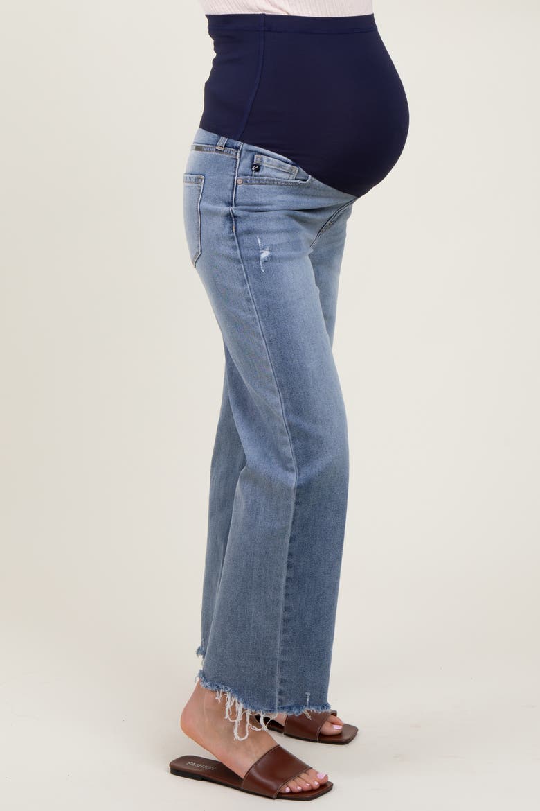 Fringe Hem Maternity Wide Leg Jeans, Alternate, color, Light Blue