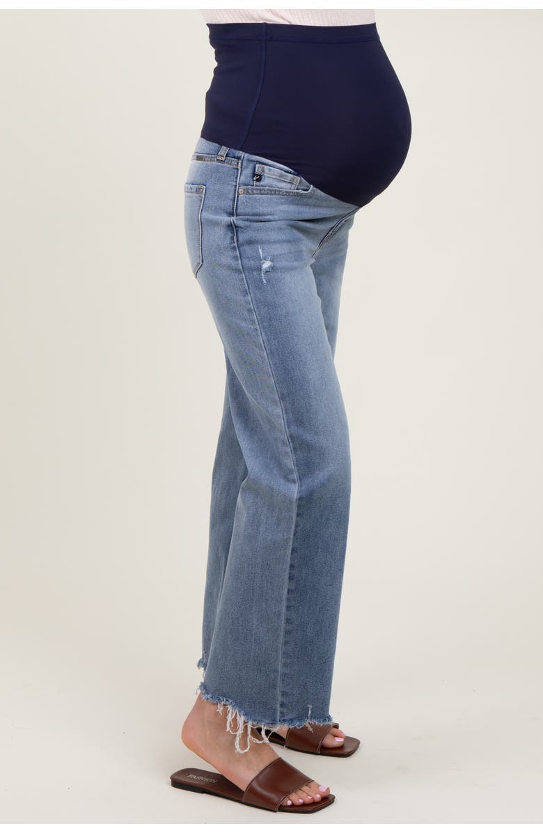 PinkBlush Fringe Hem Maternity Wide Leg Jeans, Alternate, color, Light Blue