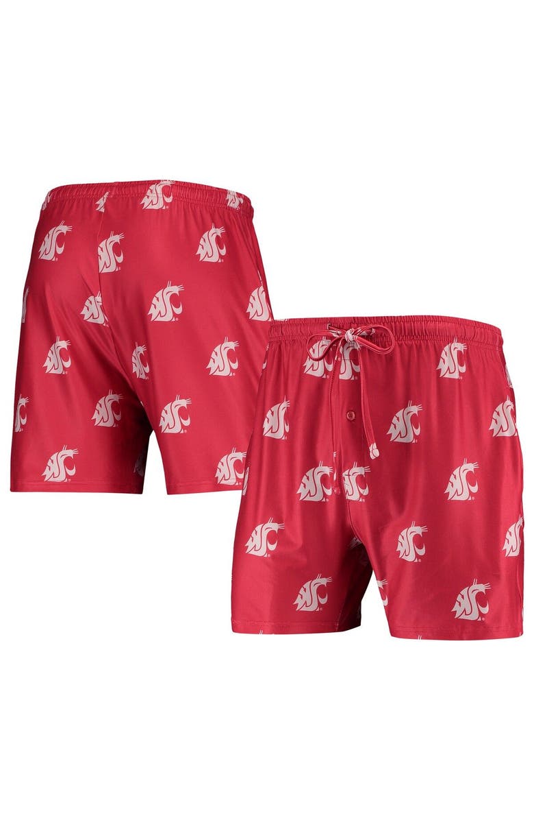 CONCEPTS SPORT Men's Concepts Sport Crimson Washington State Cougars Flagship Allover Print Jam Shorts, Main, color, Crimson