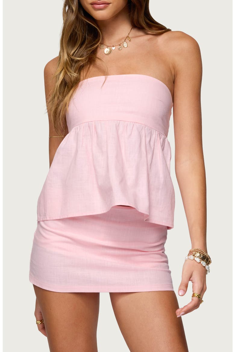 Avalai Strapless Linen & Cotton Top, Main, color, LIGHT-PINK