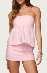 EDIKTED Avalai Strapless Linen & Cotton Top