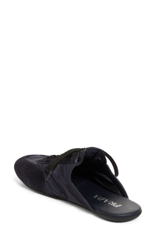 Prada Nylon And Suede Open-back Sneakers In Blue