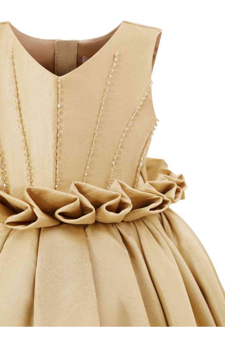 Bloom Accent Flare Dress, Alternate, color, Gold