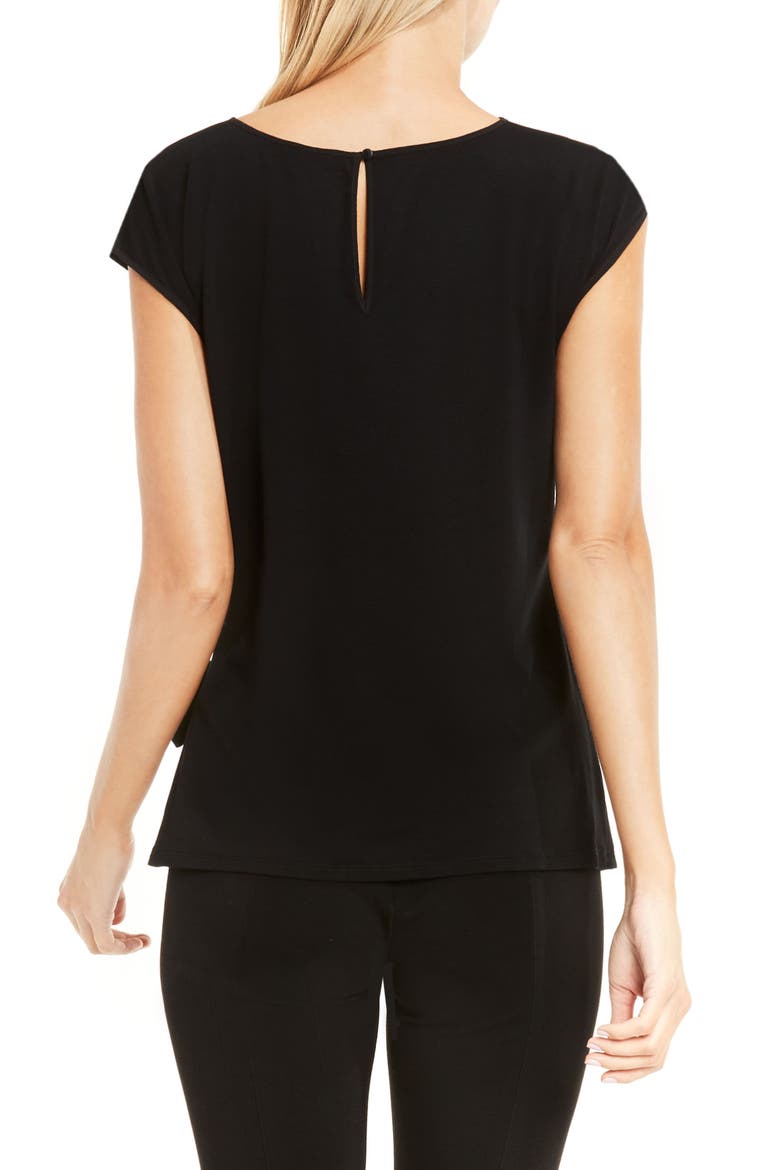 Mixed Media Tie Front Blouse, Alternate, color, RICH BLACK