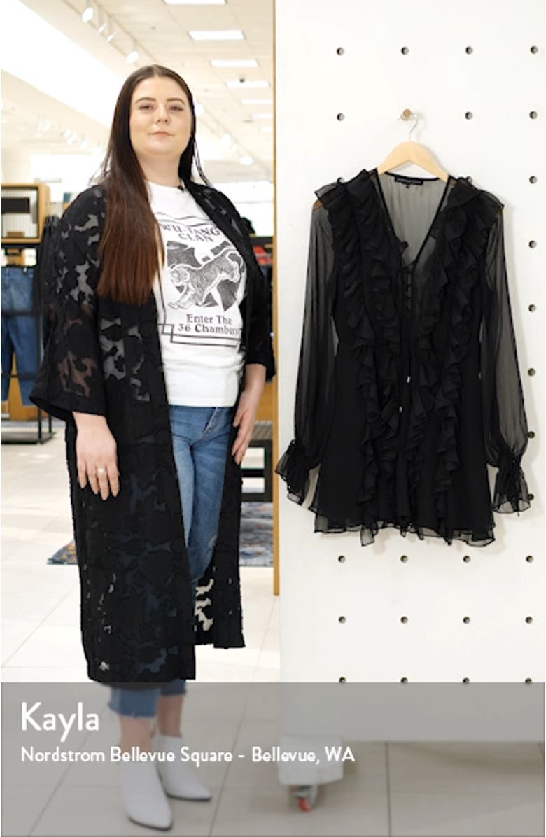 Ruffle Tie Front Long Sleeve Minidress, sales video thumbnail