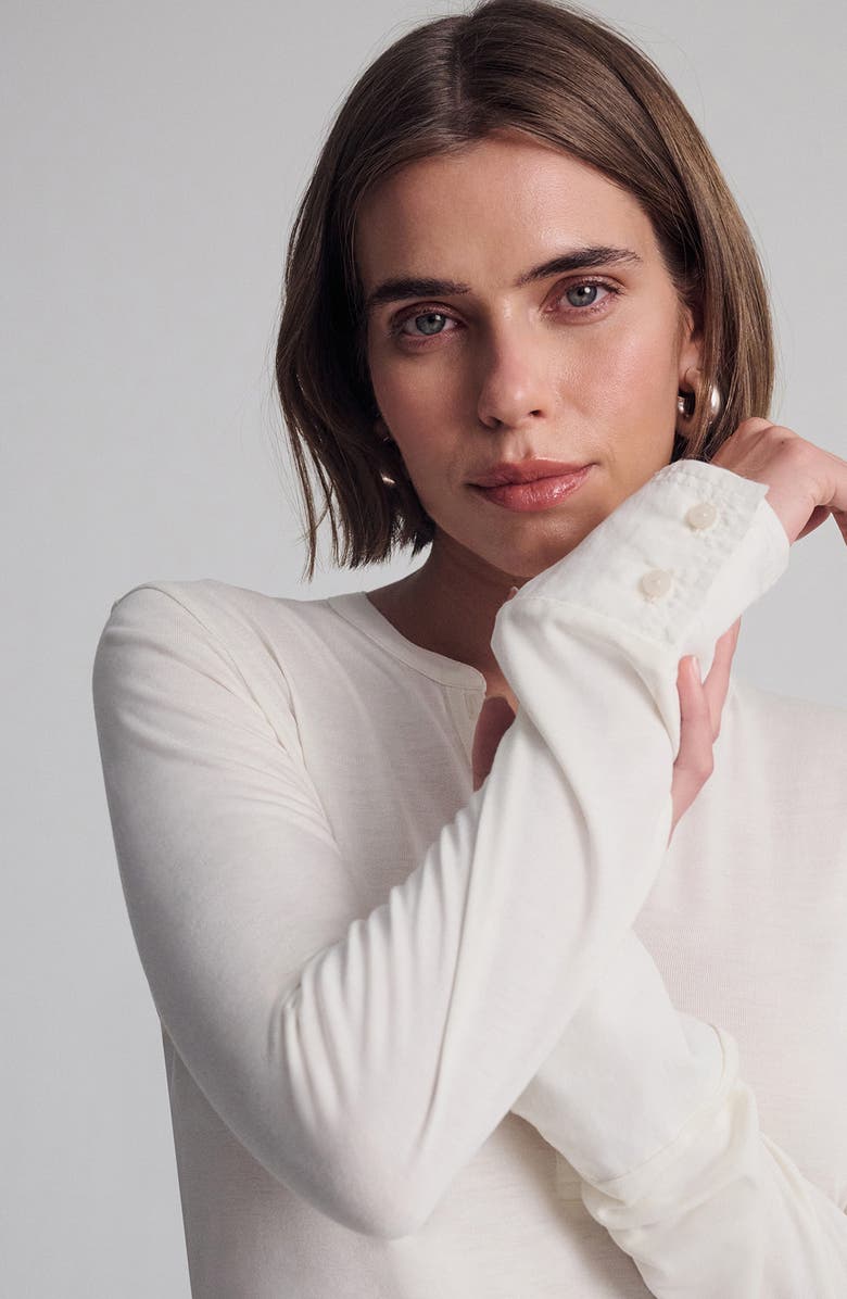 Mavi Jeans Henley Top, Alternate, color, Coconut Milk