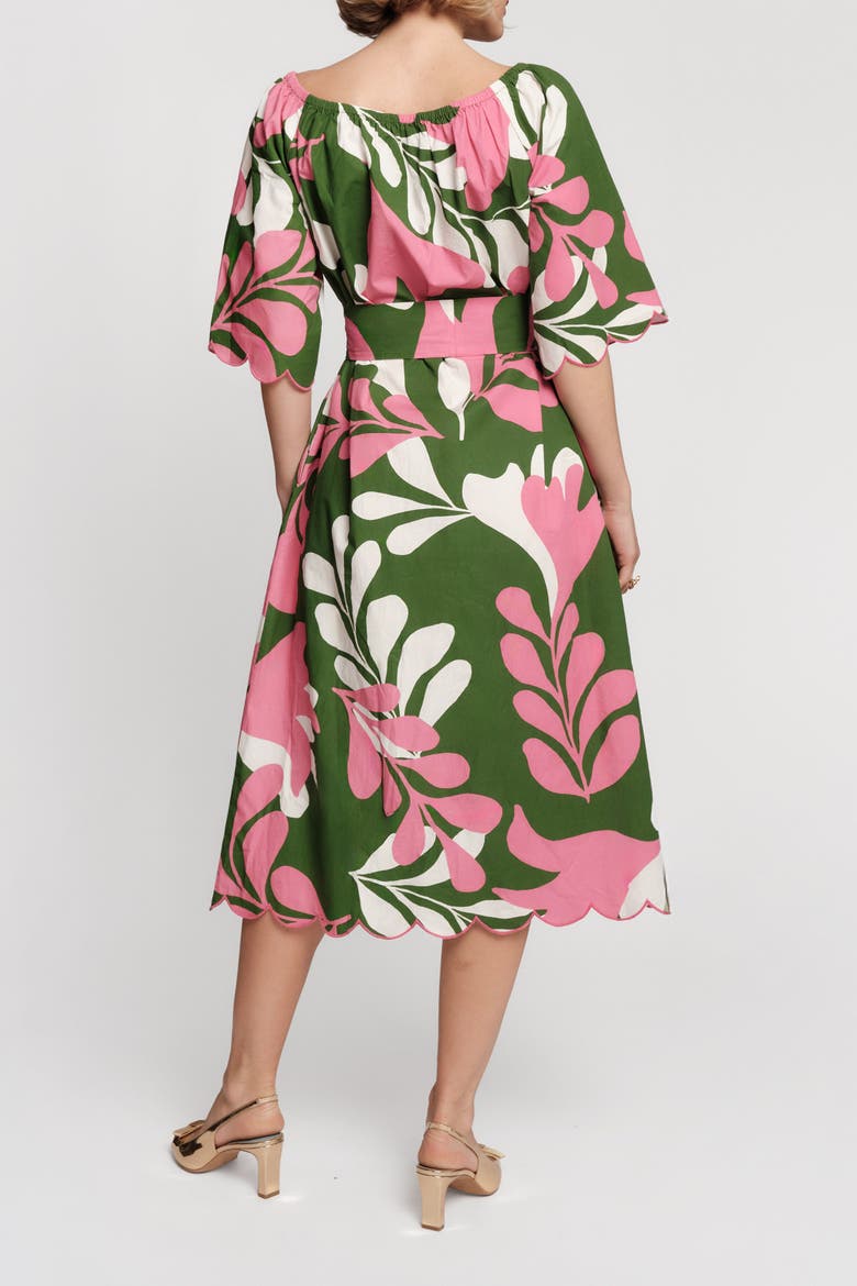 Coco Midi Dress Mid-Century Palm, Alternate, color, Treetop/Multi