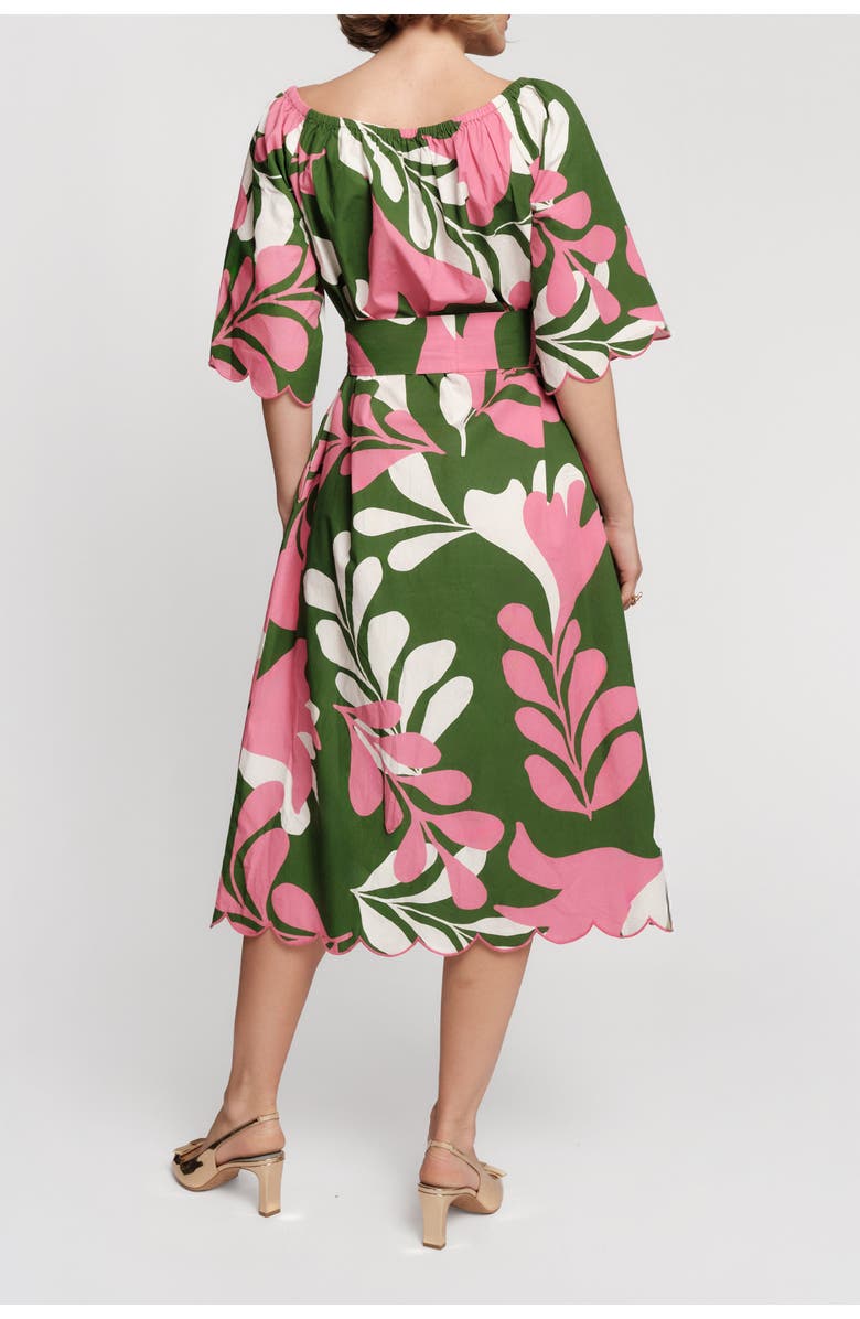 Frances Valentine Coco Midi Dress Mid-Century Palm, Alternate, color, Treetop/Multi
