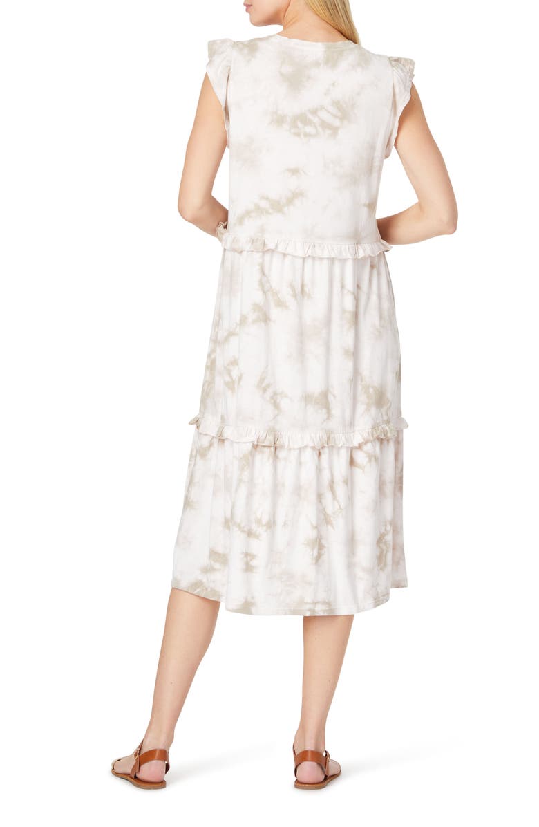C & C California Jada Tiered Ruffle Midi Dress, Alternate, color, Sand Tie Dye
