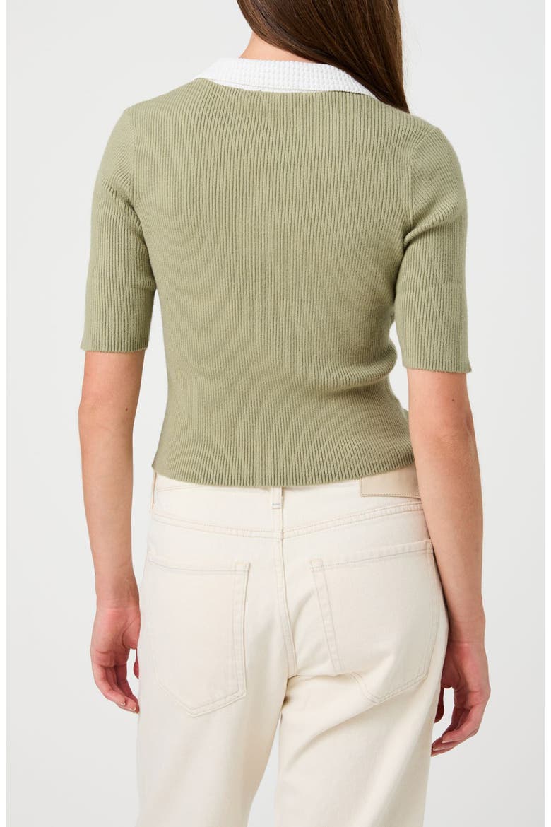 Polo Collar Ribbed Sweater, Alternate, color, DUSTY GREEN