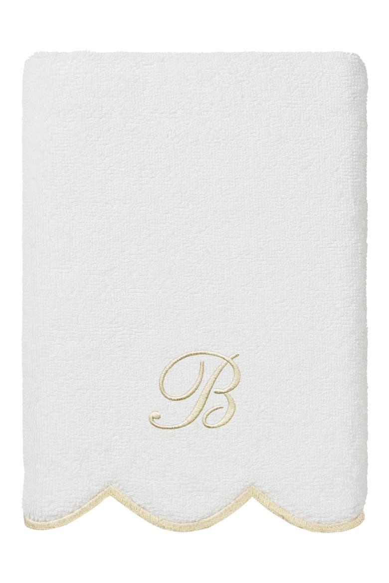 Adornia Scallop Initial 3-Piece Towel Set, Alternate, color, WHITE/ BEIGE B