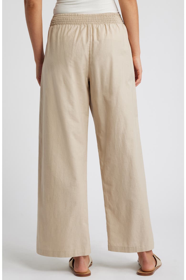 Florencia Tie Waist Wide Leg Cotton & Linen Pants, Alternate, color, AIRDRY CLAY