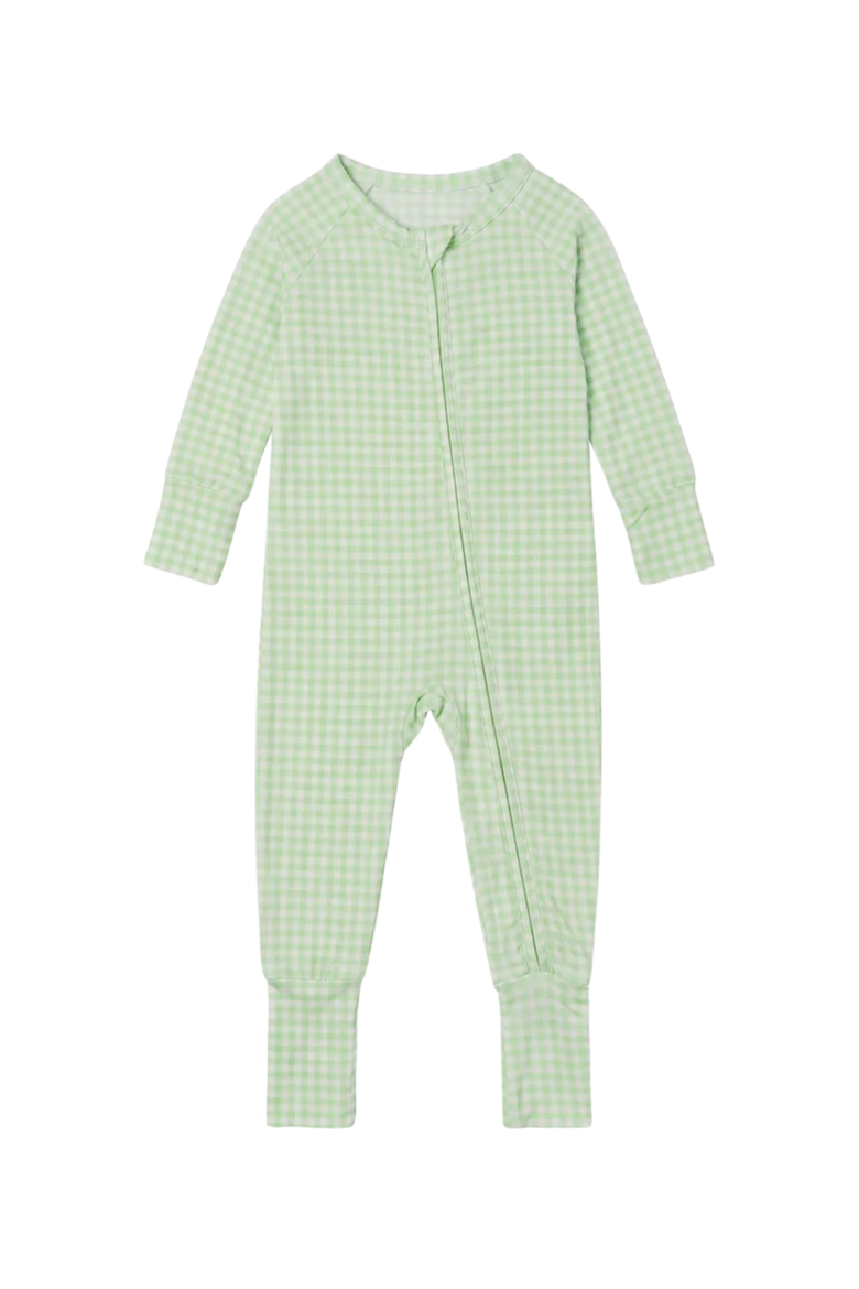 Long Sleeve and Pants Sleeper, Alternate, color, Pistachio Gingham