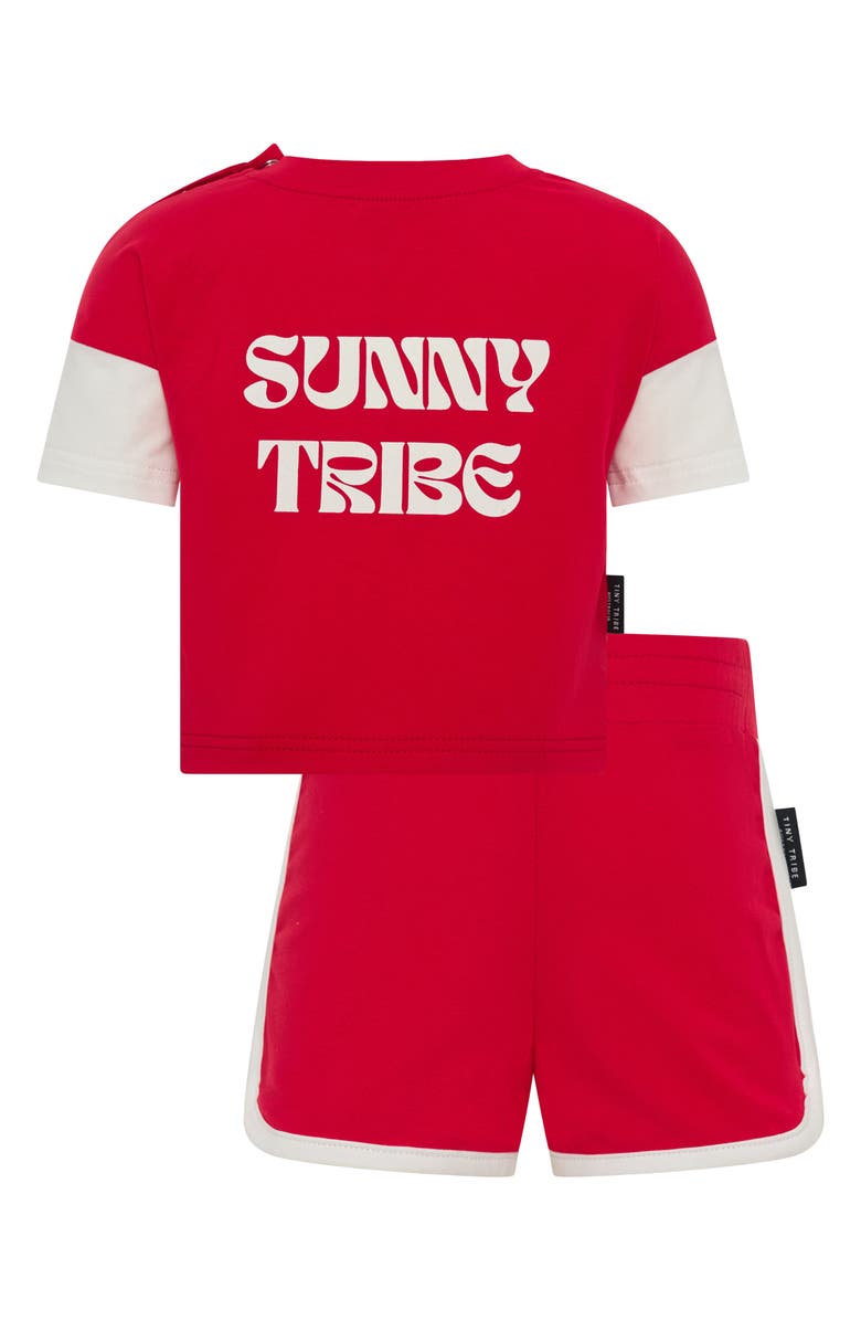 TINY TRIBE Sunny Tribe Layered Look Graphic T-Shirt & Shorts Set, Alternate, color, Red