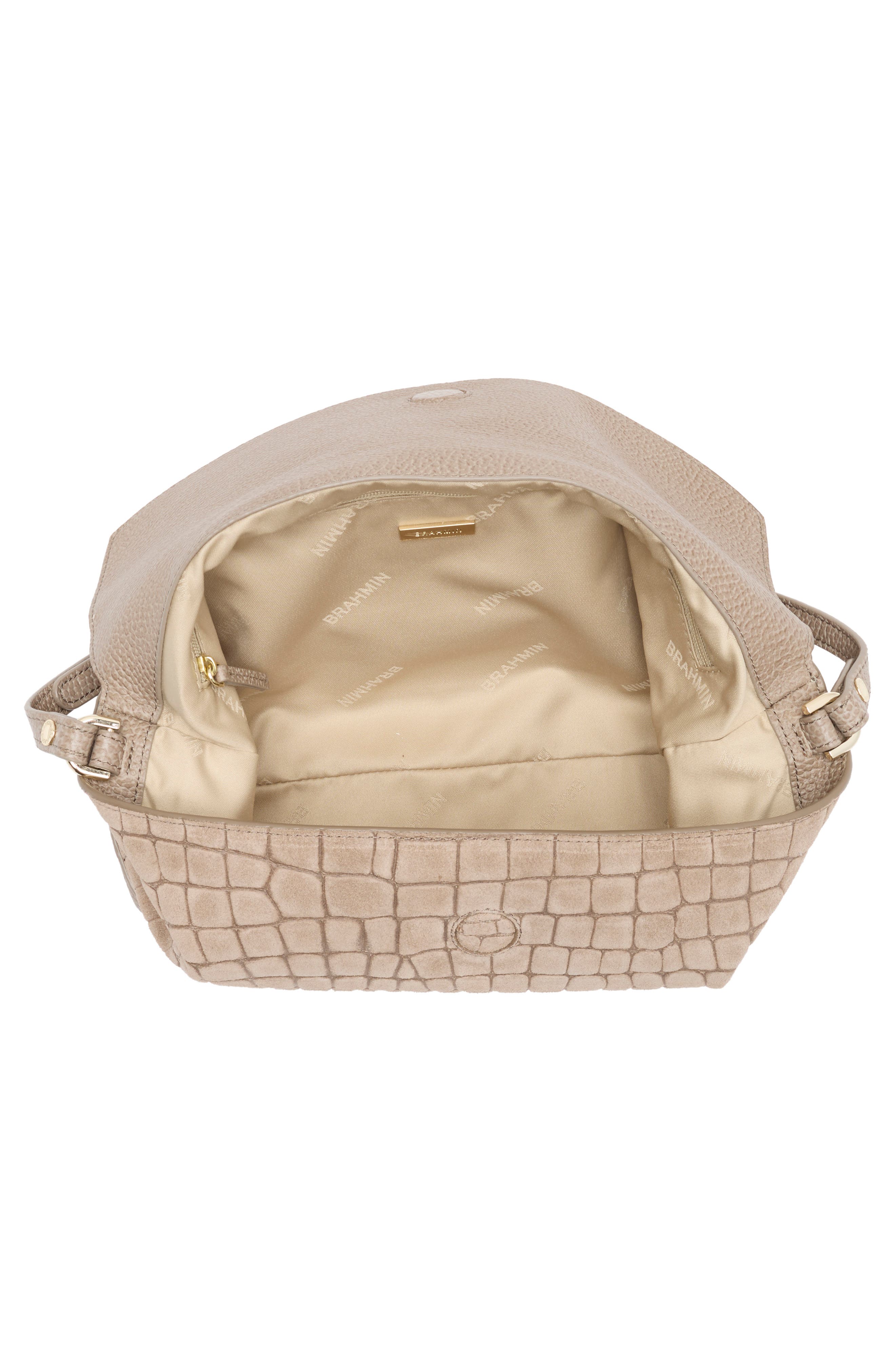 Kalina Croc Embossed Leather Shoulder Bag, Alternate, color, WARM GRAY BEDROCK