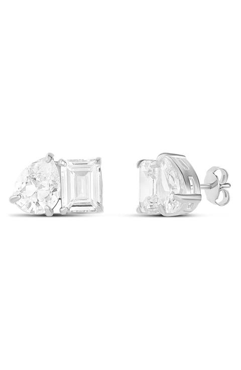 Emerald and Pear Stud Earrings
