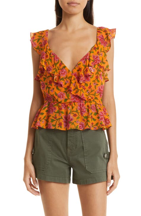 Randa Floral Surplice Silk Top