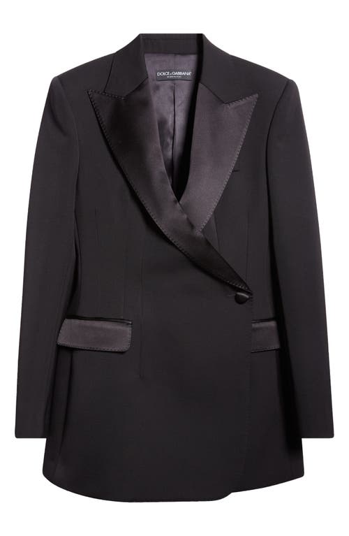 Dolce & Gabbana Dolce&gabbana Double Breasted Gabardine Tuxedo Jacket In N0000 Nero