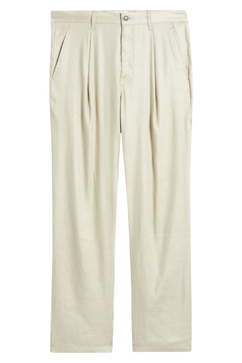 Slim Fit Pleated Linen Blend Pants, Alternate, color, TAN