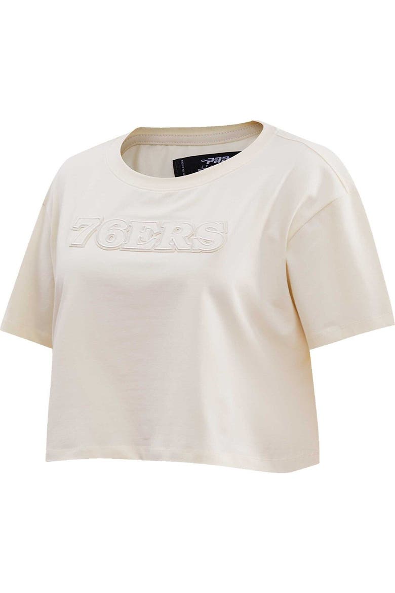 Women's Pro Standard  Cream Philadelphia 76ers Neutral Boxy Crop T-Shirt, Alternate, color, Cream