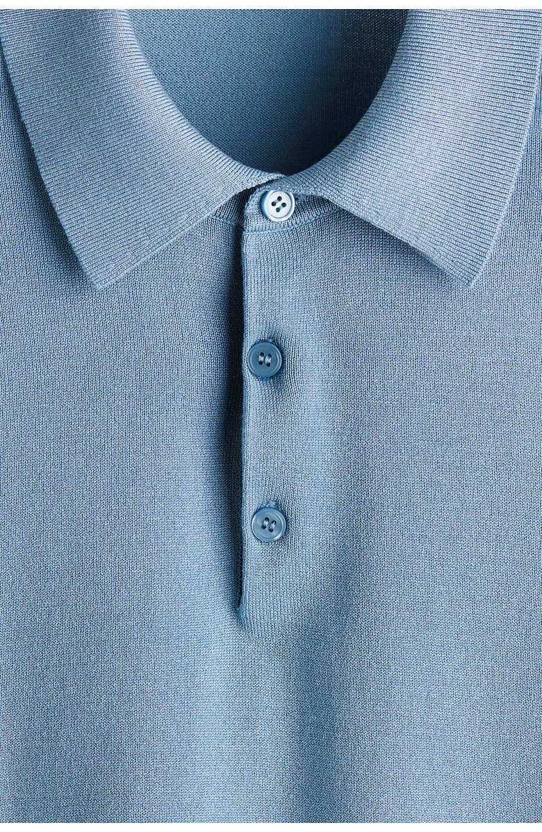 H&M Regular Fit Fine-knit Polo Shirt, Alternate, color, Blue