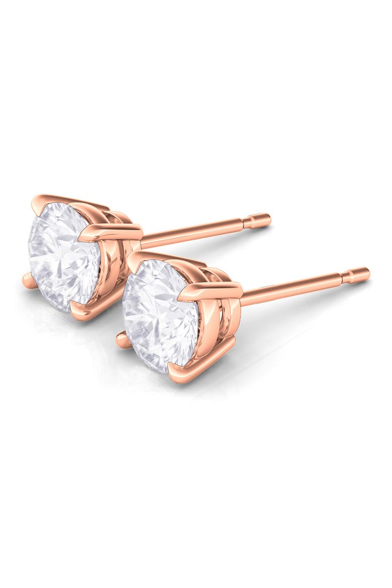 Round Brilliant Cut Lab Created Diamond Stud Earrings, Alternate, color, 3.00 CTW ROSE GOLD
