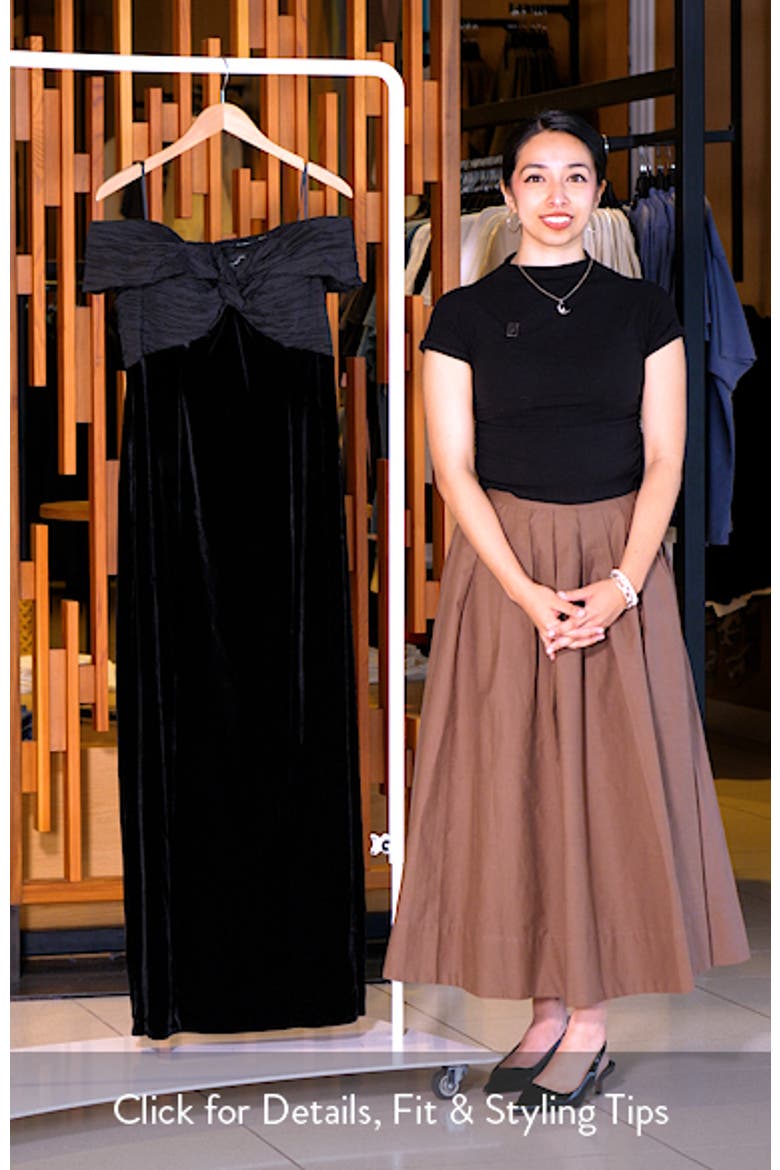 Off the Shoulder Taffeta & Velvet Sheath Gown video