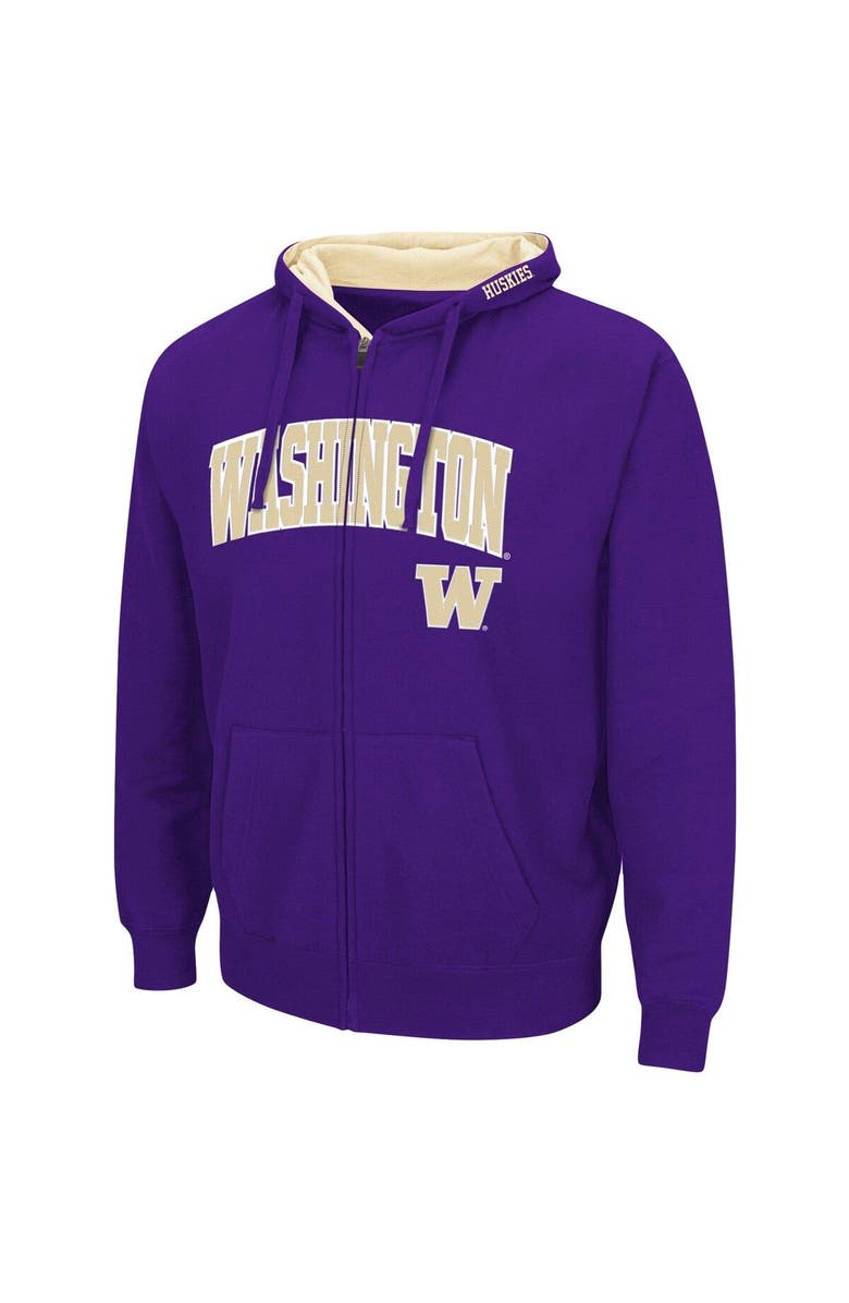 COLOSSEUM Men's Colosseum Purple Washington Huskies Arch & Logo 3.0 Full-Zip Hoodie, Alternate, color, Purple