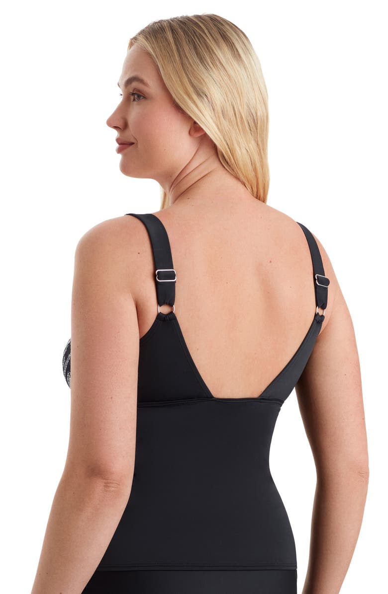 ShapeSolver Sport Scoopneck Chlorine Resistant Tankini Swimsuit Top, Alternate, color, Herringbone Shift