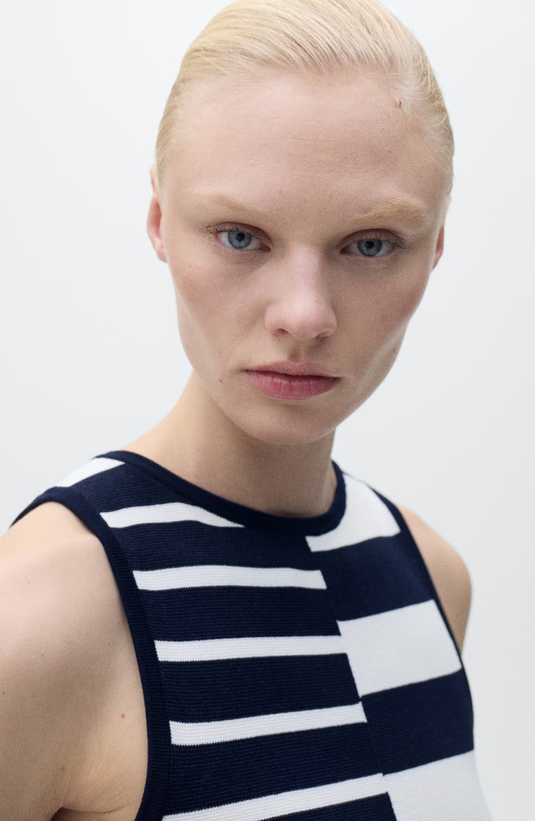 MANGO Mixed Stripe Sweater Dress, Alternate, color, Dark Navy