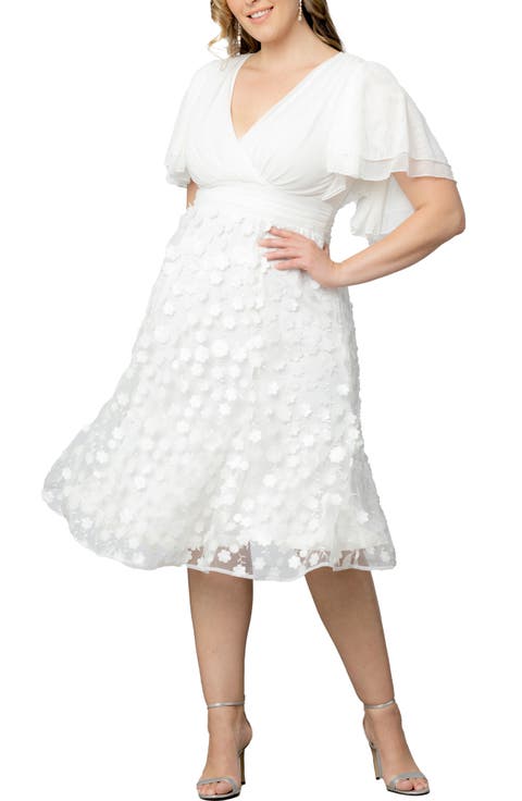 Pretty Petals Flutter Sleeve Cocktail Dress (Plus)