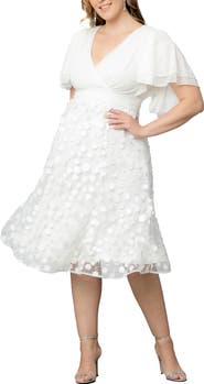 Kiyonna Pretty Petals Flutter Sleeve Cocktail Dress