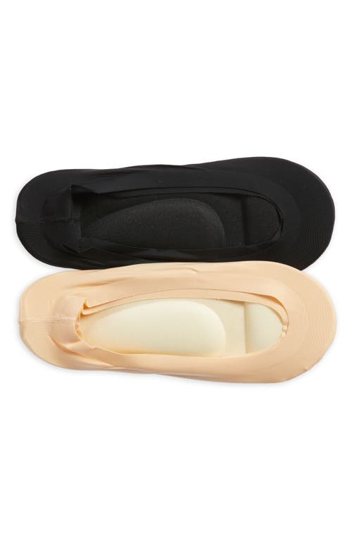 Hue Archease Assorted 2-pack Cushioned No-show Socks In Black/beige