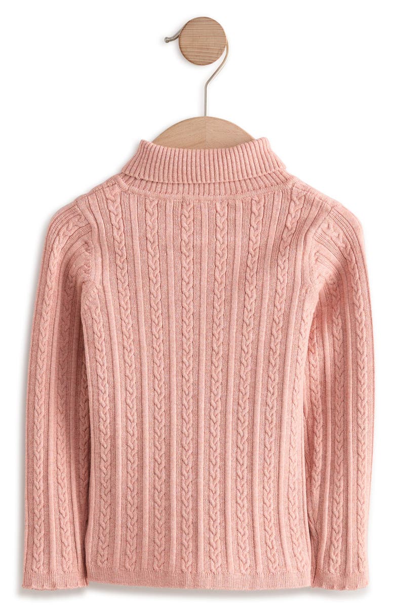 NEXT Kids' Cable Stitch Roll Neck Sweater, Alternate, color, Pink