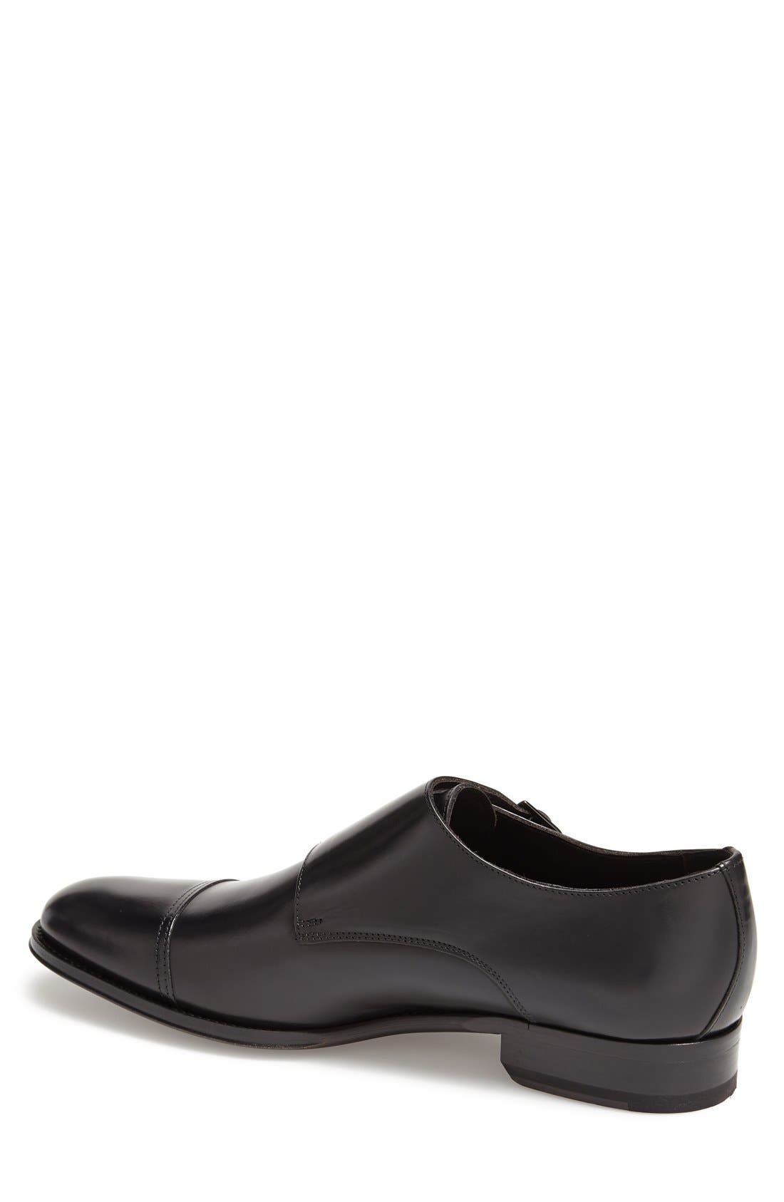 'Medford' Double Monk Strap Shoe, Alternate, color, BLACK LEATHER