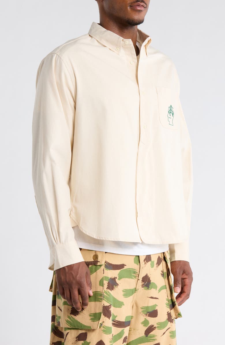 Brain Dead x Brooks Brothers California Oxford Half Placket Button-Down Shirt, Alternate, color, Natural