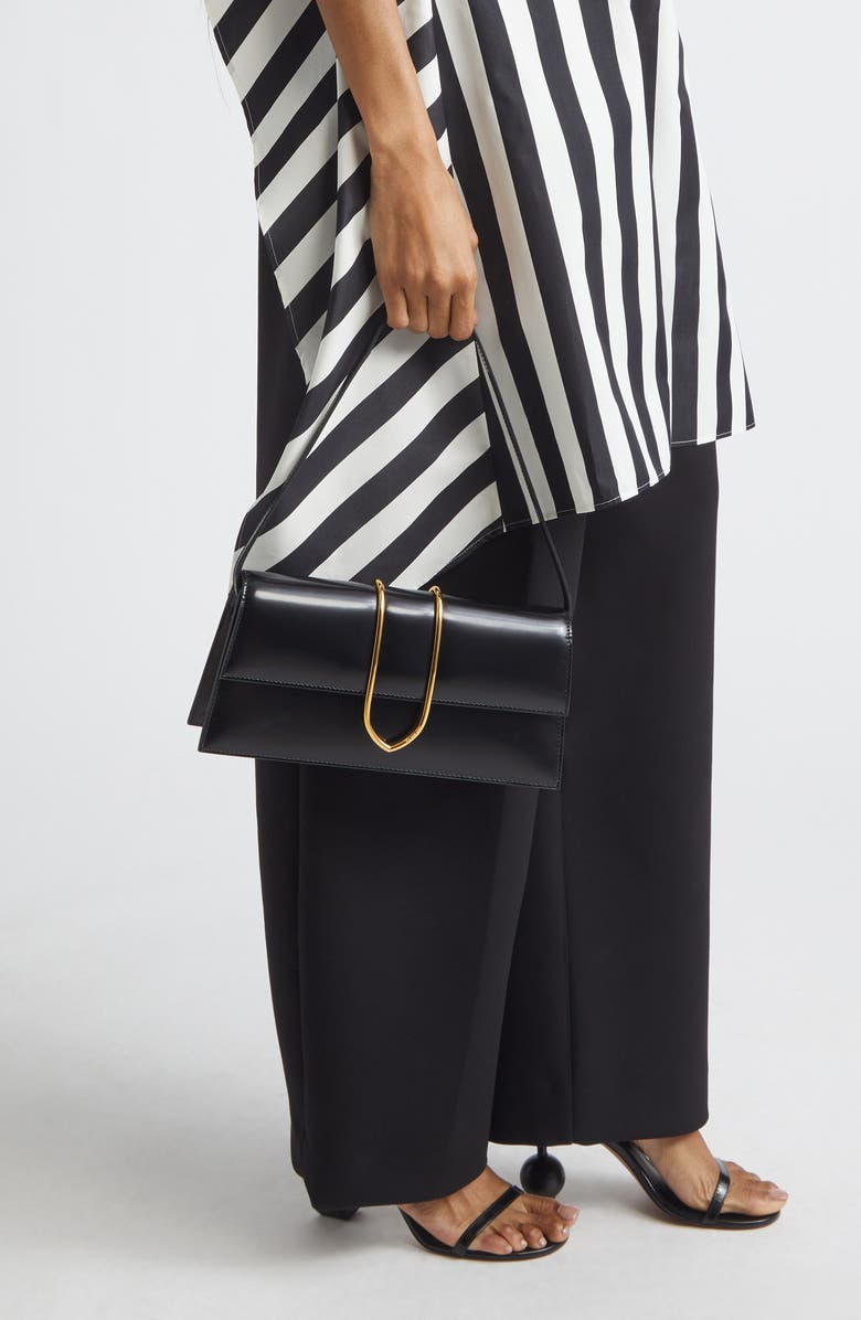 Jacquemus Le Long Bambino Leather Shoulder Bag, Alternate, color, 990 Black