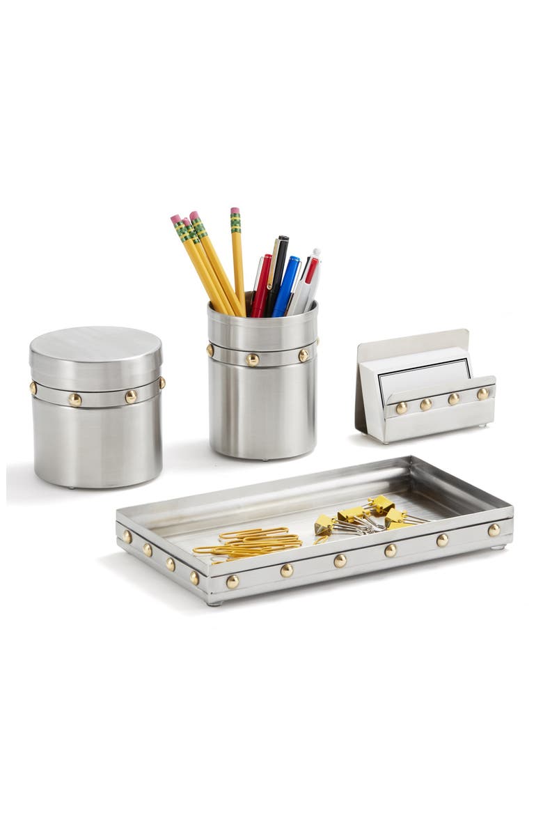 Rivet 4-Piece Desk Accessory Set, Alternate, color, SILVER