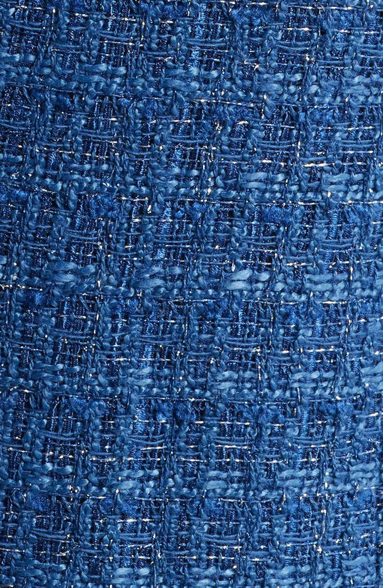Tahari ASL Metallic Tweed Collarless Jacket, Alternate, color, Riverside Blue