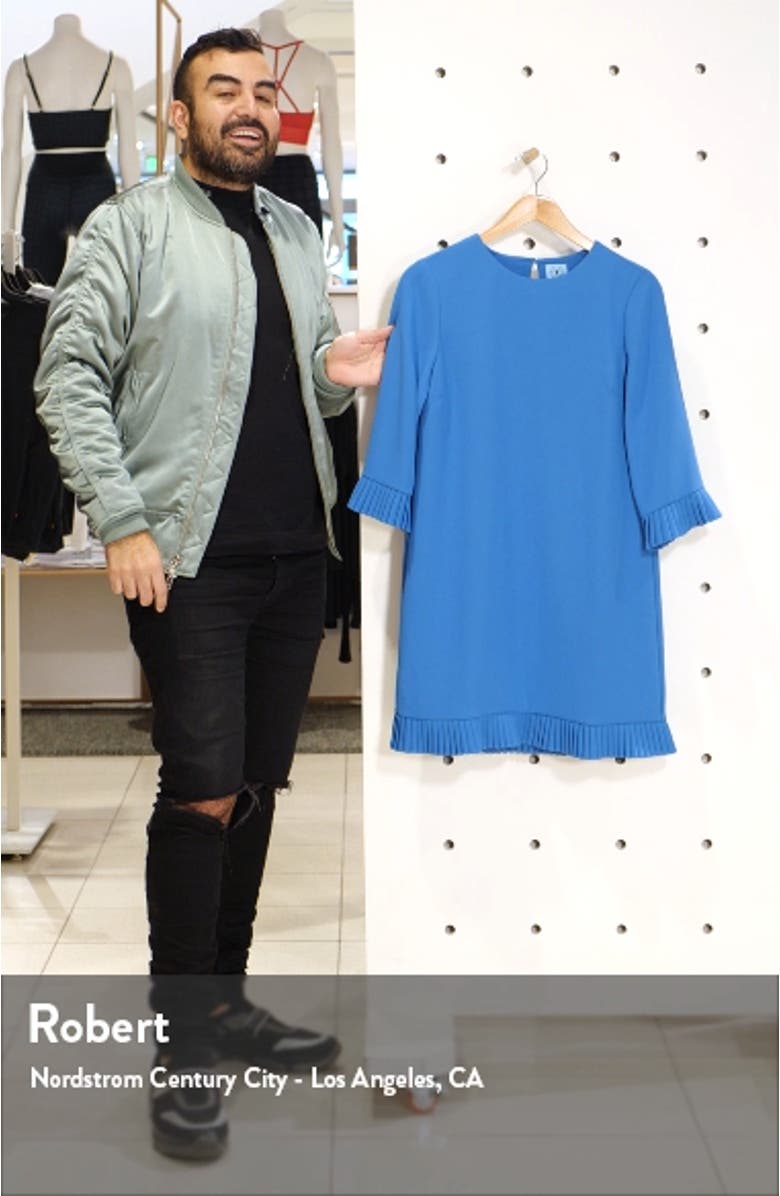 Pleat Detail Moss Crepe Shift Dress, sales video thumbnail