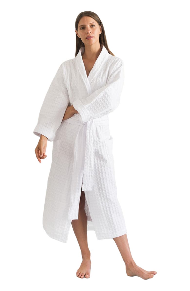 Mungo Lattice Weave Robe, Main, color, White