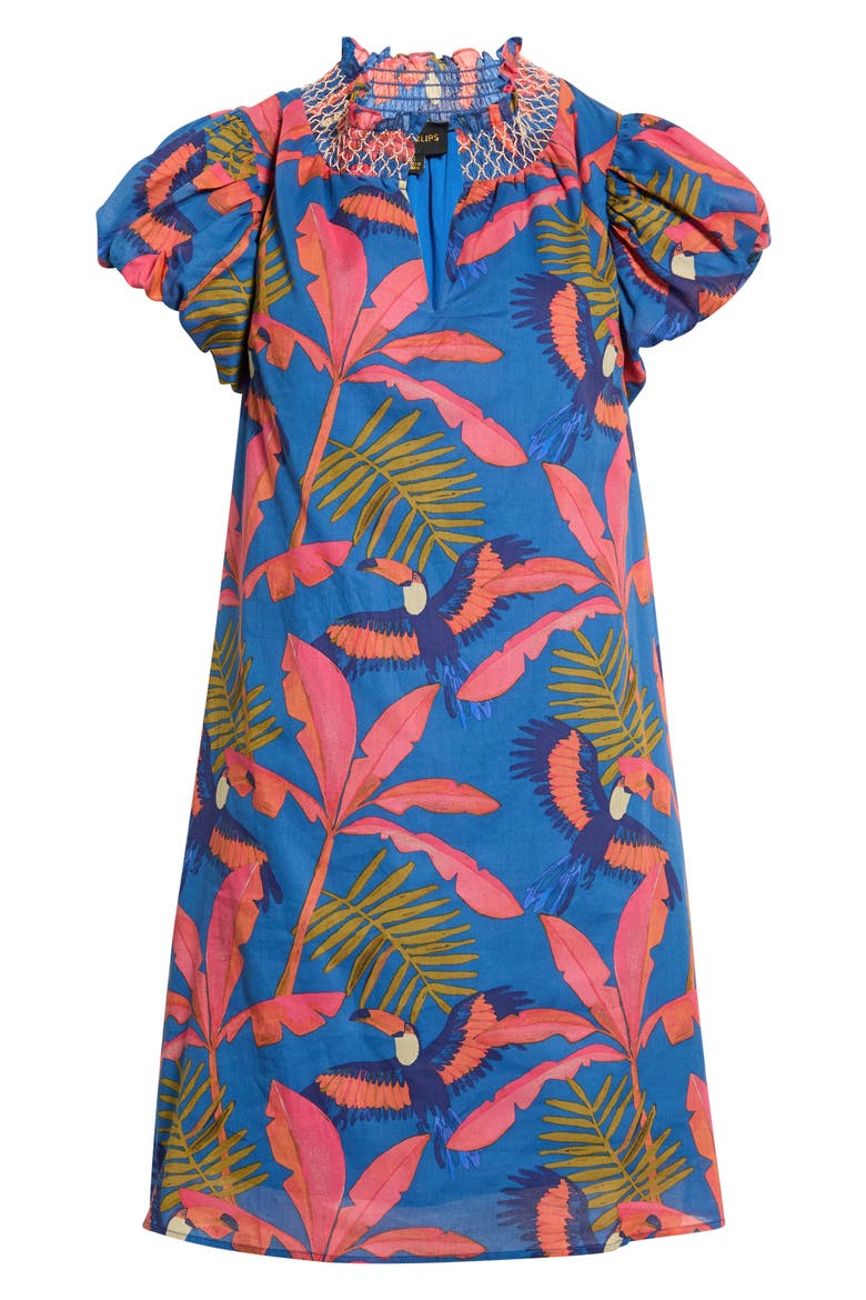 Vermina Tropical Print Shift Dress, Alternate, color, CORAL-MULTI