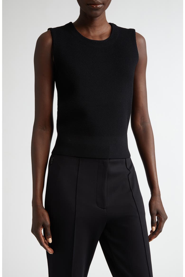 Piqué Knit Shell, Main, color, BLACK